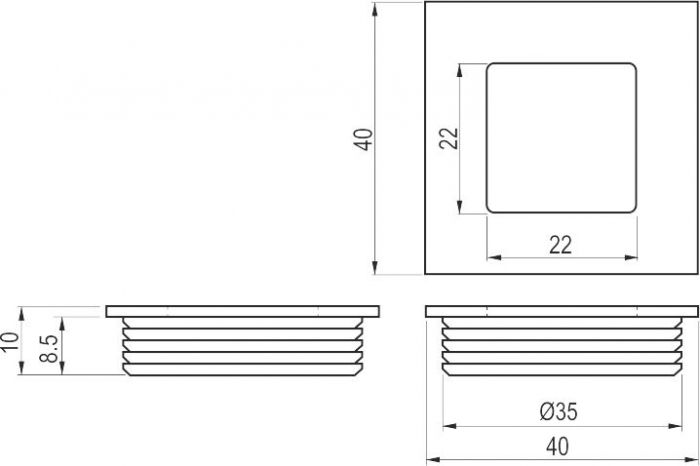 Ручка врезная квадратная САТИН