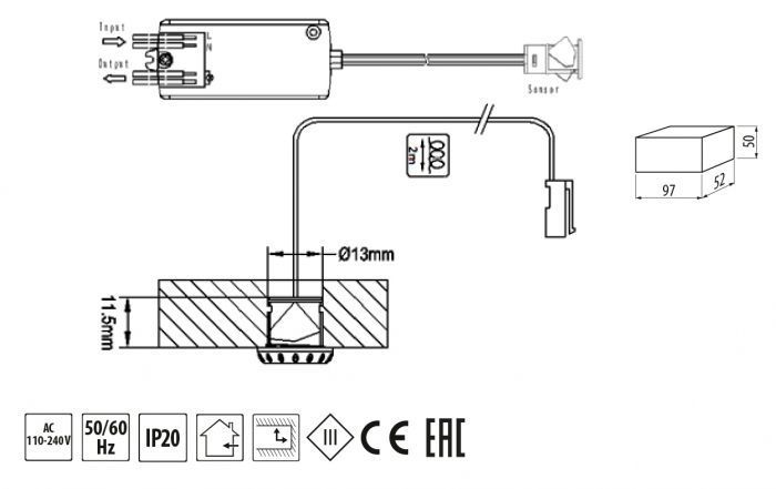 Выключатель бесконтактный динамический 100-240V