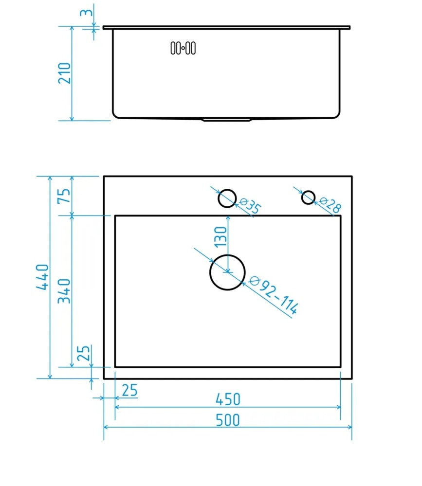 Мойка нерж. 50*44 (+колландер, диспенсер), сатин