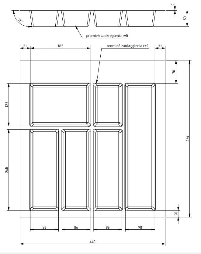 Лоток для ящика 500 AXISPACE, антрацит