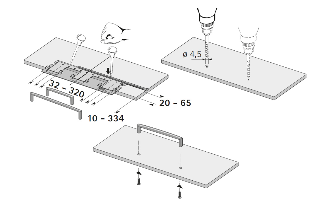 Шаблон для установки мебельных ручек, Hettich