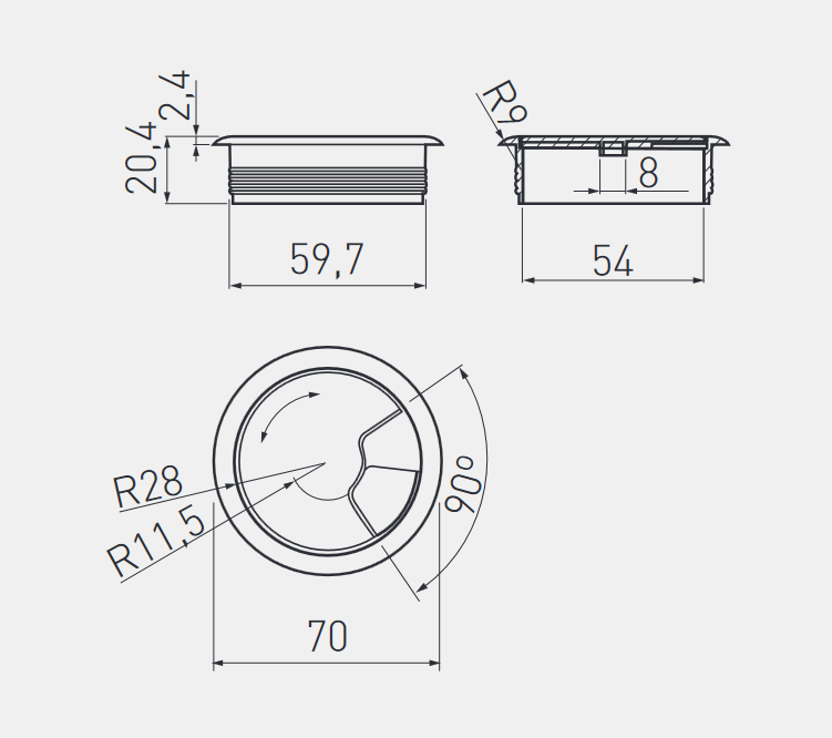 Заглушка кабельная черная
