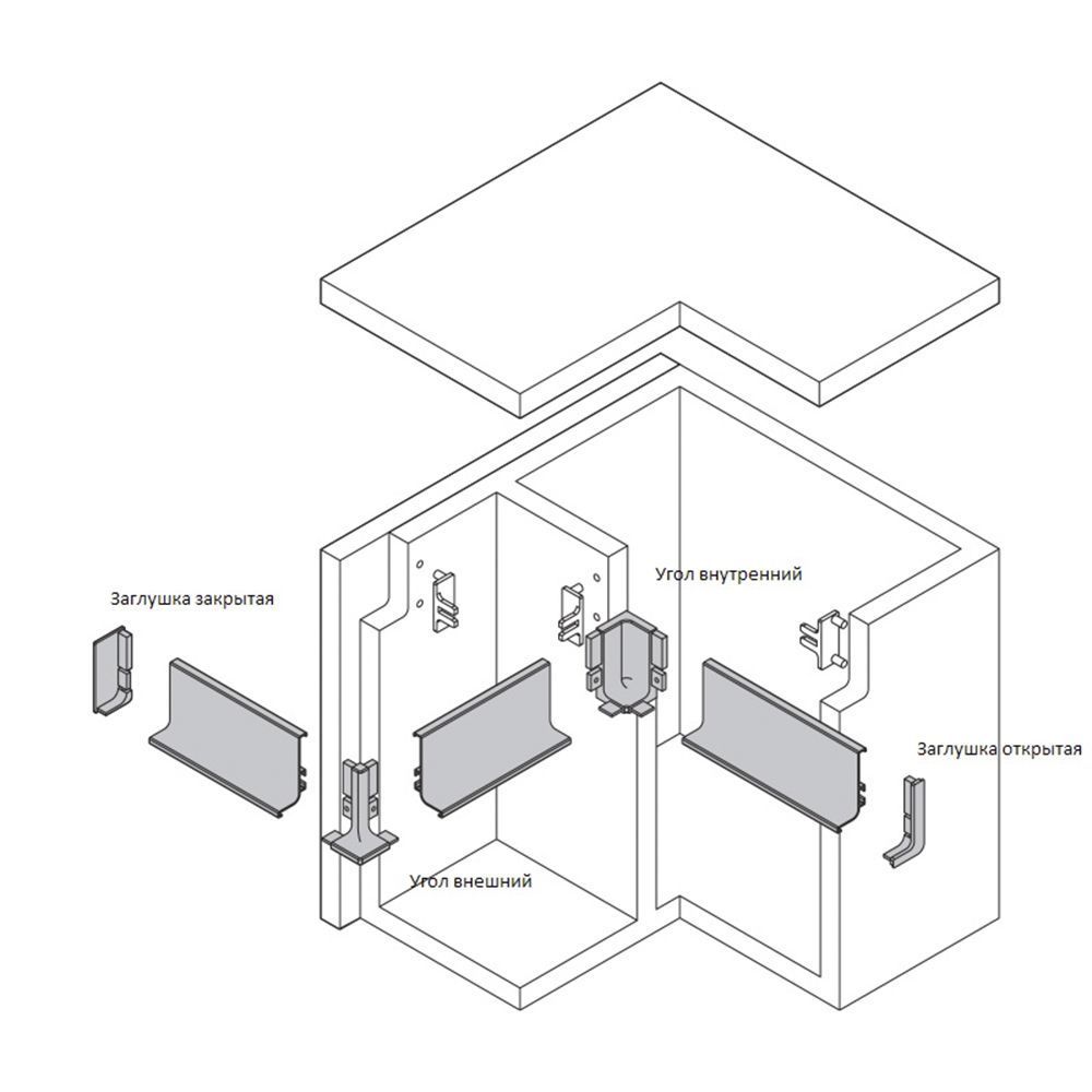Уголок внутр. для L-обр. профиля, СЕРЕБРО