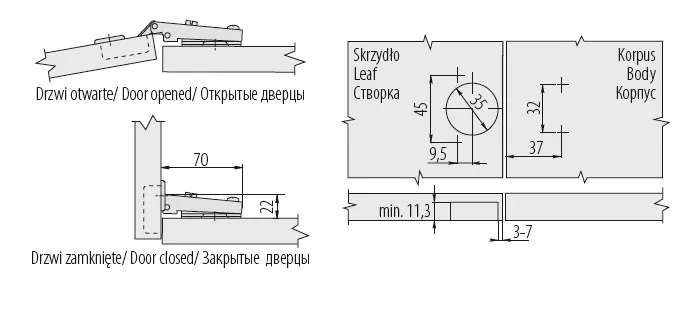 GTV Петля без пружины, полунакладная