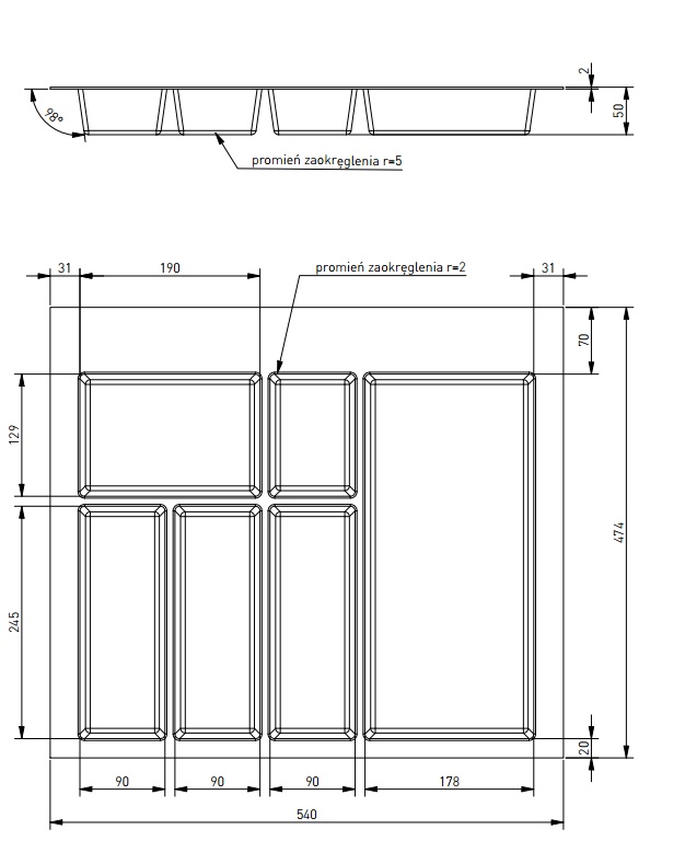 Лоток для ящика 600 AXISPACE, антрацит