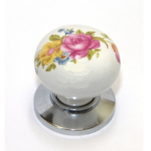 Ручка-кнопка с керамической вставкой "Летний букет" бронза