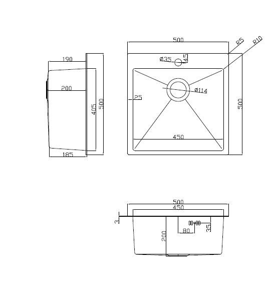 Мойка нерж. 50*50 (+колландер, диспенсер), золото