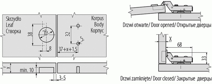 Петля "mini" внутренняя, гидравлическая