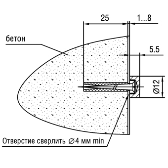 Держатель 5.26.04 мат.никель, D=12мм