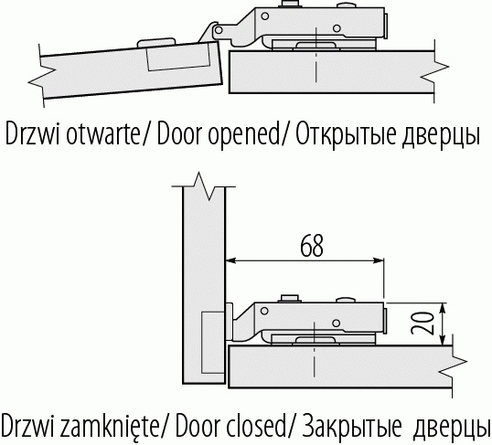 Петля "mini" накладная, гидравлическая
