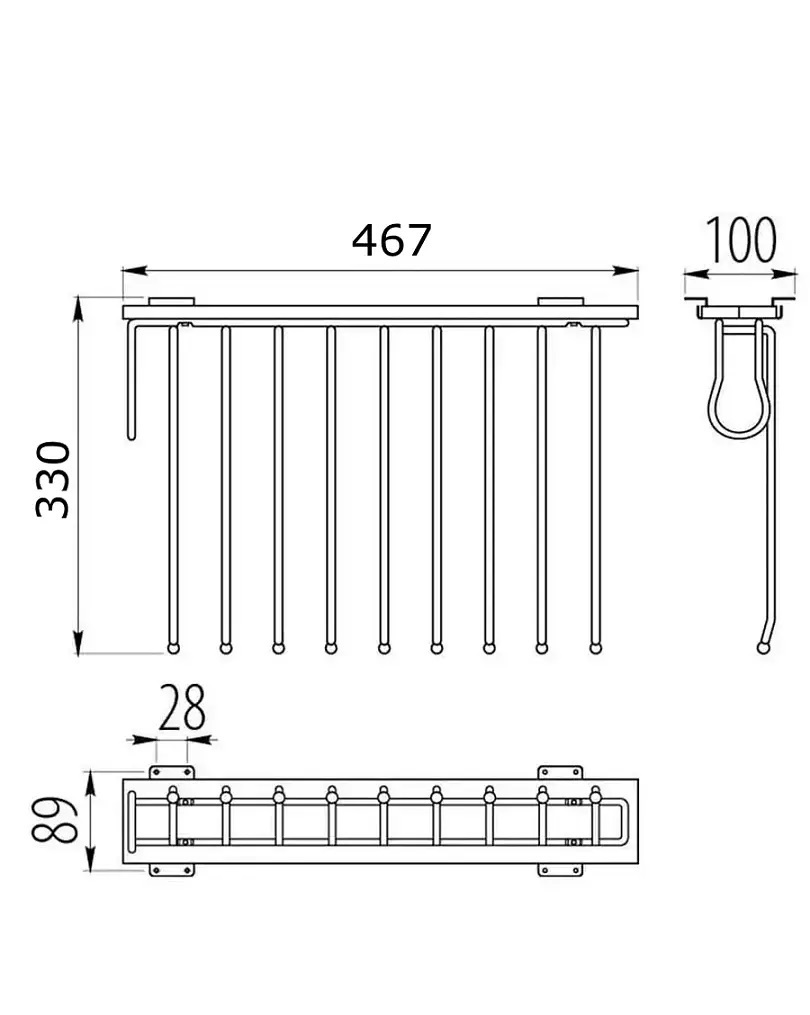 Выдвижная вешалка для брюк, боковая, правая