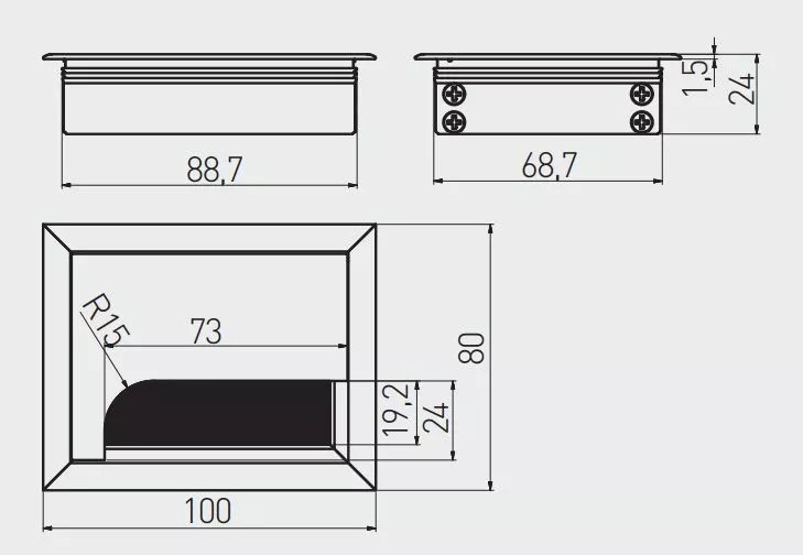 Пропуск для кабеля Merida 80х100, черный