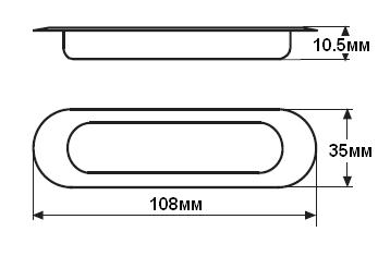 Ручка врезная овальная МАТОВЫЙ НИКЕЛЬ