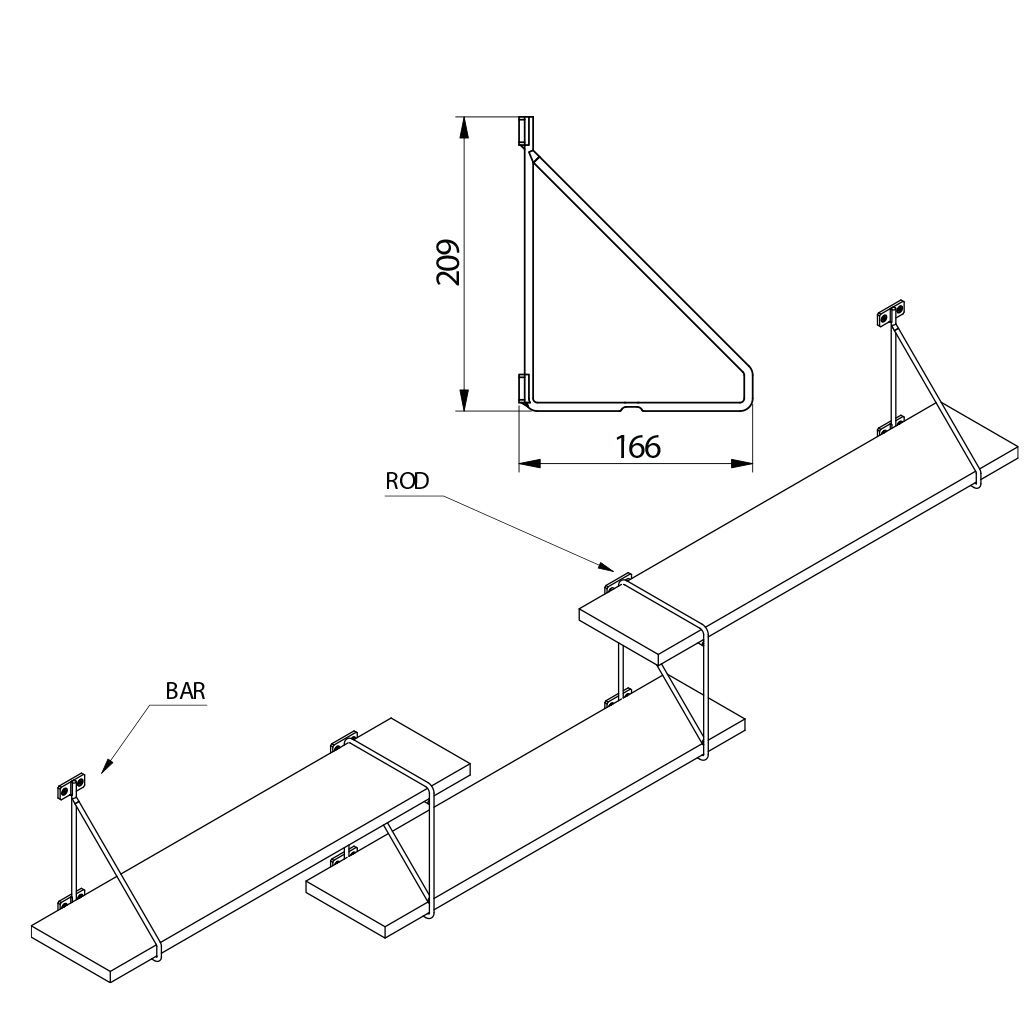 Полкодержатель BAR, 200*160мм, черный матовый