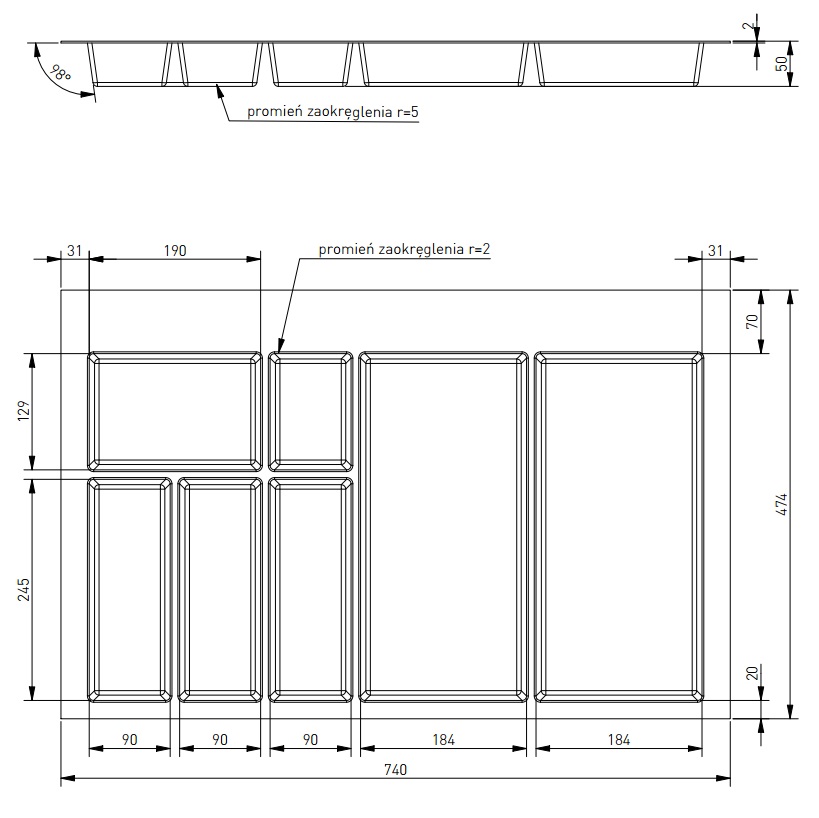 Лоток для ящика 800 AXISPACE, антрацит