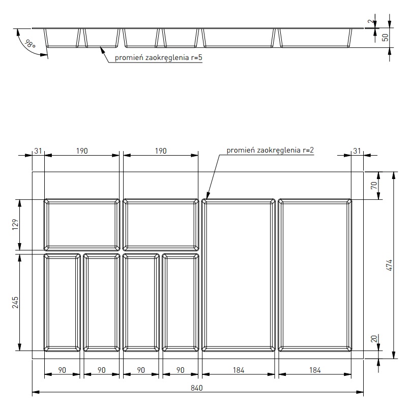Лоток для ящика 900 AXISPACE, антрацит