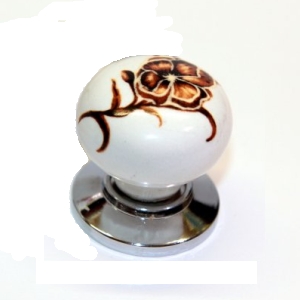 Ручка-кнопка с керамической вставкой "Античный цветок" бронза
