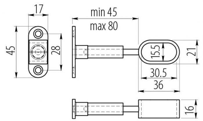 Держатель выносной торцевой овал штанги
